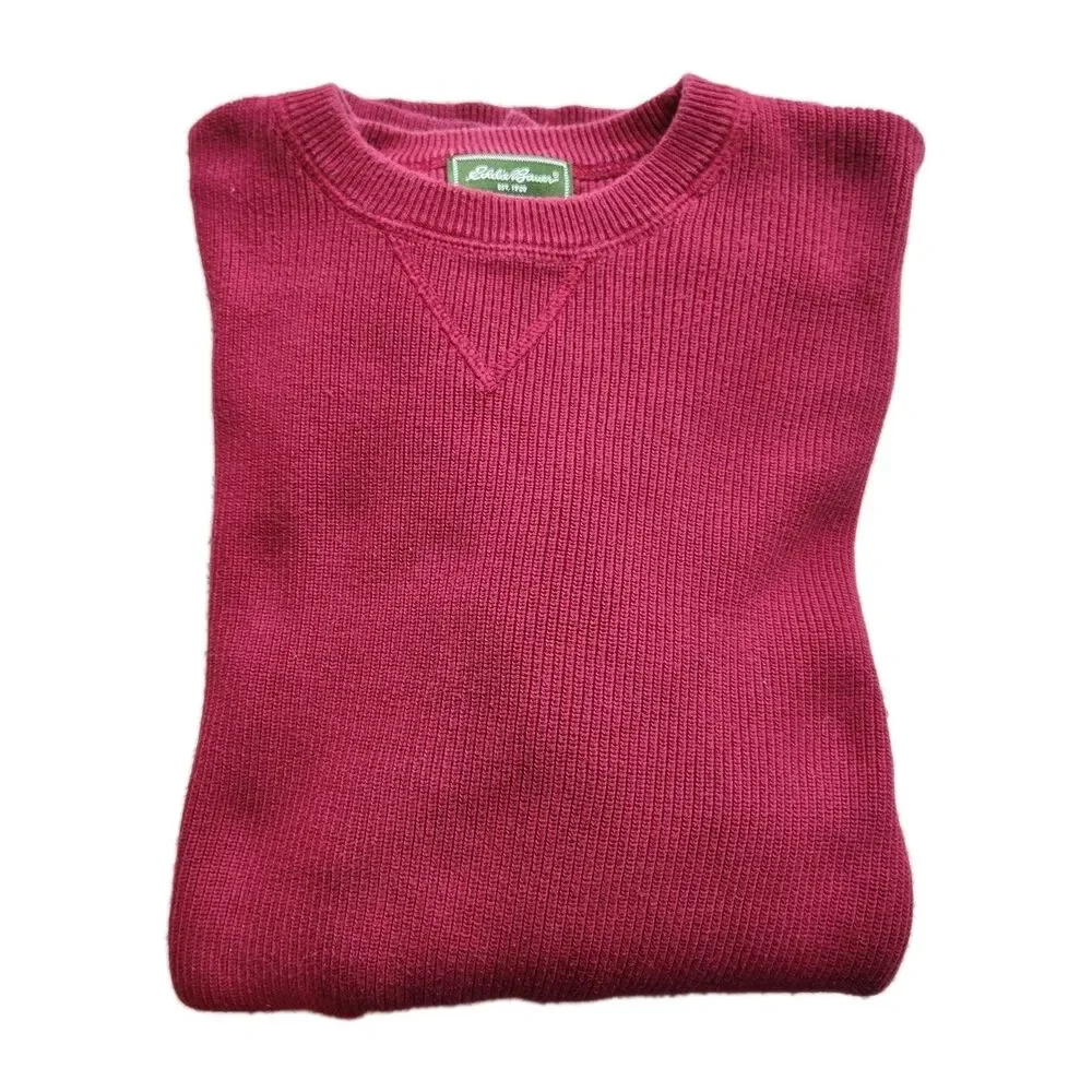 VTG Eddie Bauer men's pullover sweater, Tall XL, dark red, long slvs, crew neck‎ - Picture 9 of 10